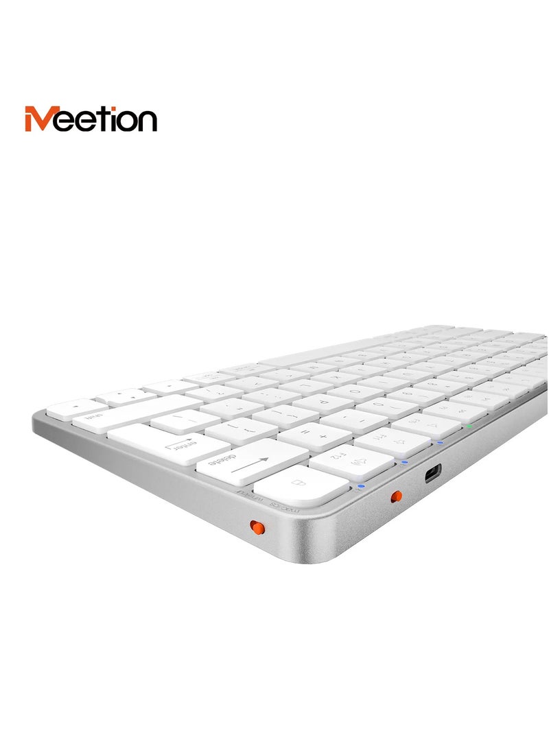 Meetion لوحة مفاتيح آبل اللاسلكية الرفيعة جداً بأربعة أوضاع من ميتشن كيويت، ikey K210، اقتصاد مكاني مبتكر، جمالية متجددة، بروتوكول مزامنة عالمي (فضي) - Image 3