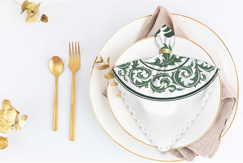Yibeas Green Thistle Flower Cloth Napkins Dinner Table Napkin Round Lace Curl Leaves Totem Heraldic Scotland Element Washable Reusable Napkins Set of 4 for Kitchen Home Holiday Party Wedding 18 x 18 inch - Image 5