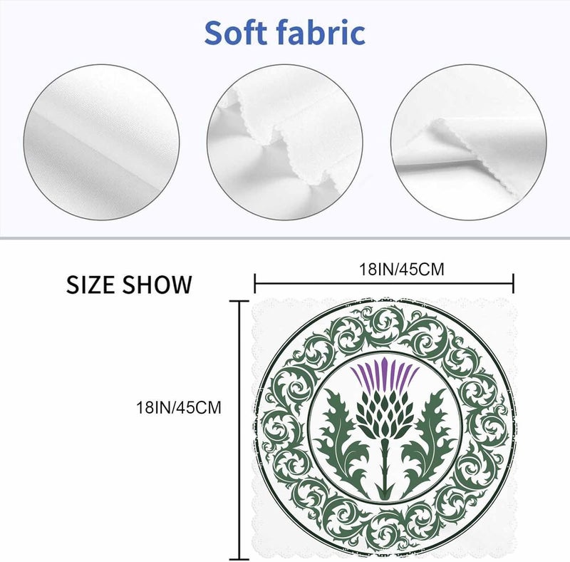 Yibeas Green Thistle Flower Cloth Napkins Dinner Table Napkin Round Lace Curl Leaves Totem Heraldic Scotland Element Washable Reusable Napkins Set of 4 for Kitchen Home Holiday Party Wedding 18 x 18 inch - Image 2