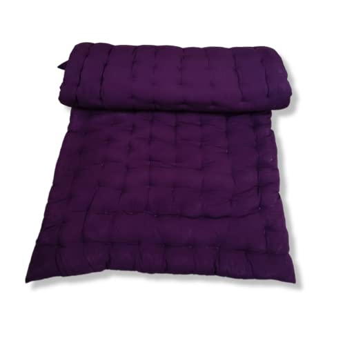 ATOOTFUSION Soft Cotton Foldable Light Weight Filled Single Firm Mattress| Gadda (Solid Coloured, 1 Sleeping Capacity, 3 x 6 ft or 72 x 36 Inches) (Purple Smooth) - Image 1