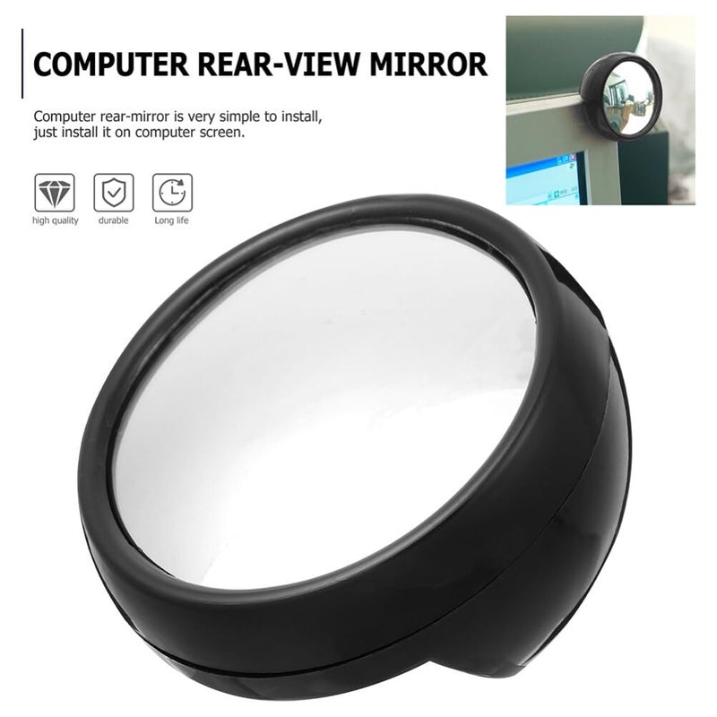 3Pcs Black Clip On Monitor Mirror For Office Desk Cubicle High Strength PC - Image 4