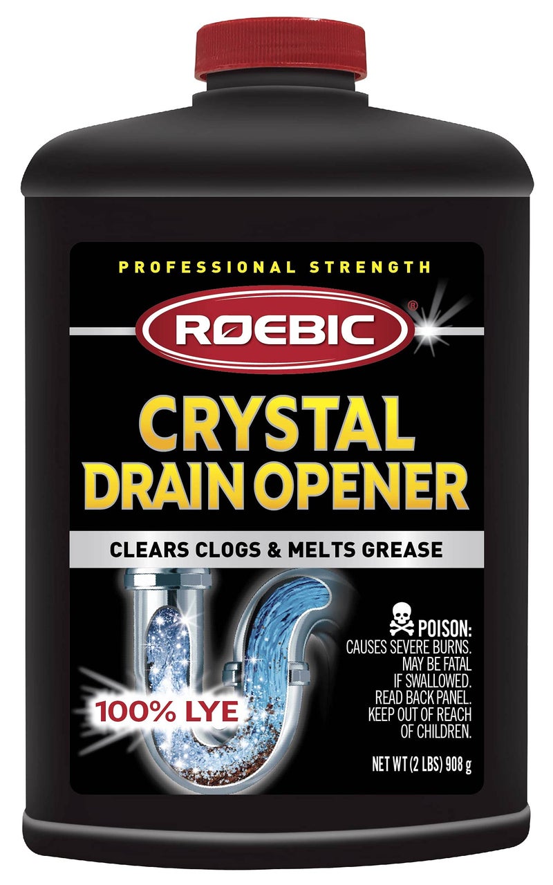 Roebic HD-CRY-DO 2 Pounds Professional Strength Crystal Drain Opener, 100% Lye, Black - Image 1