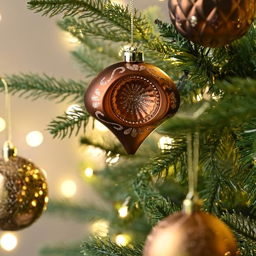 Valery Madelyn Christmas Ball Ornaments 9ct 276 Inches Bronze Copper Brown Gold Shatterproof Christmas Tree Decorations Set Luxury Hanging Ornaments for Xmas Holiday Party Decor - Image 3