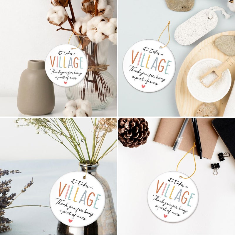 HEXMOZ Teacher Appreciation Gifts - Thank You Gifts for Women Men - Nurses Week Gift - Appreciation Gift for Teacher Nurse Coworker Daycare Provider Nanny Babysitter - It Takes a Village Ornament - Image 4