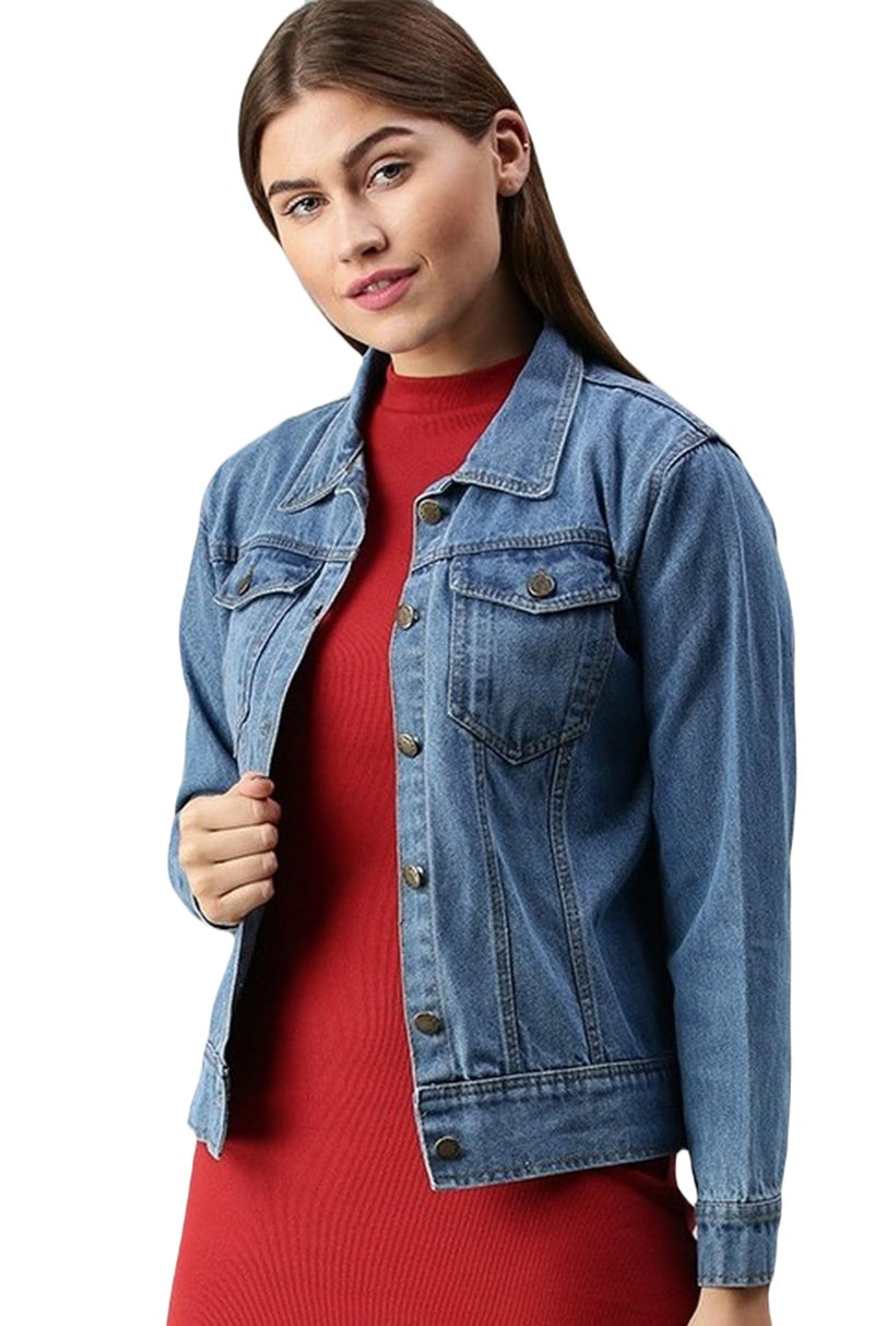 VOGATI Women's Denim Jacket djt262vog-l_Blue_L - Image 1