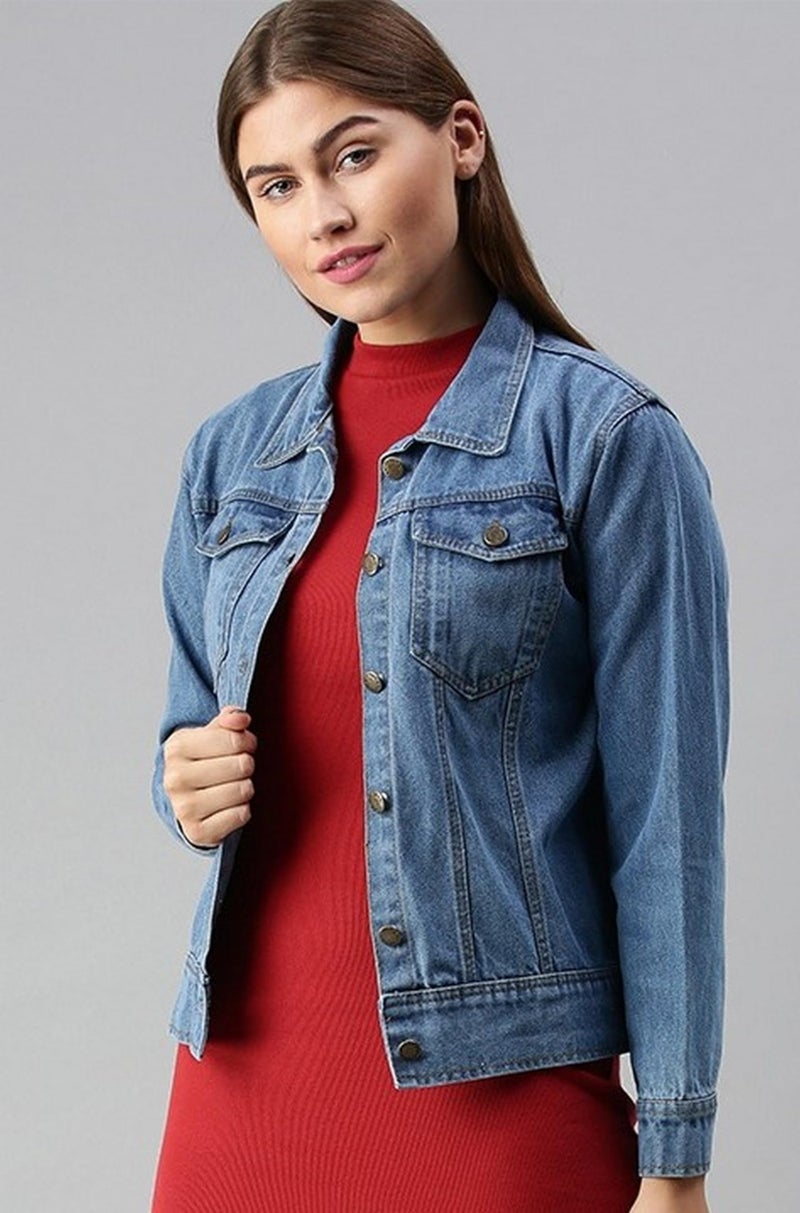 VOGATI Women's Denim Jacket djt262vog-l_Blue_L - Image 2