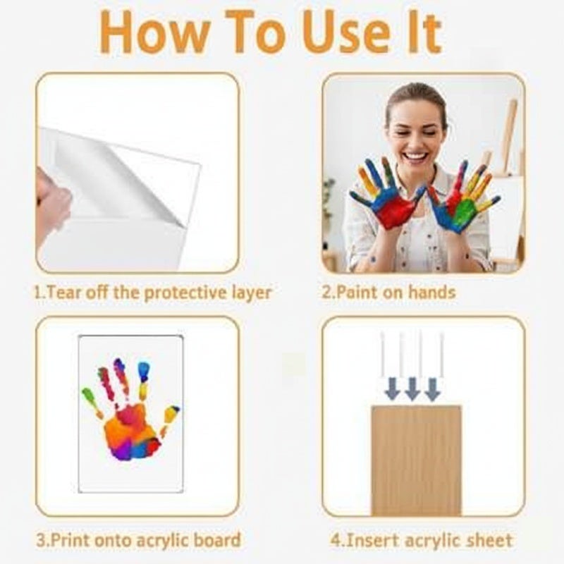 LED Light Photo Frame 22.5x31x4CM Black - DIY Multi-Person Handprint Kit with Non-Toxic Paint - Warm Night Light for Valentine's Day Creative Gift - Image 2