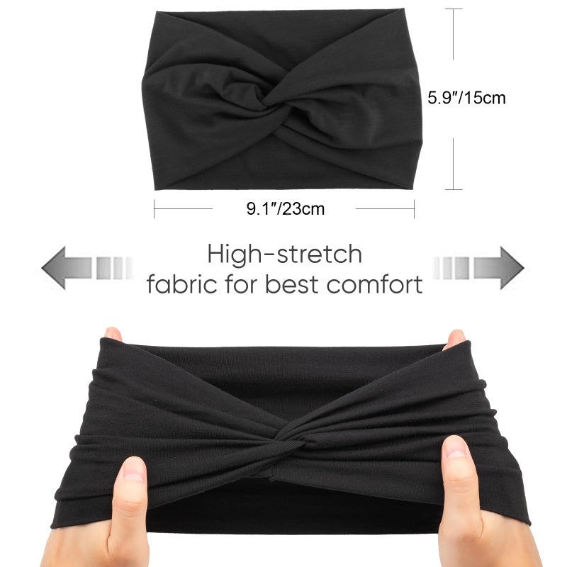 AQOKKA Extra Wide Headbands for Women Large Turban Headband Non Slip Boho Elastic Hairband Hair Twisted Knot Head Bands Accessories - Image 2
