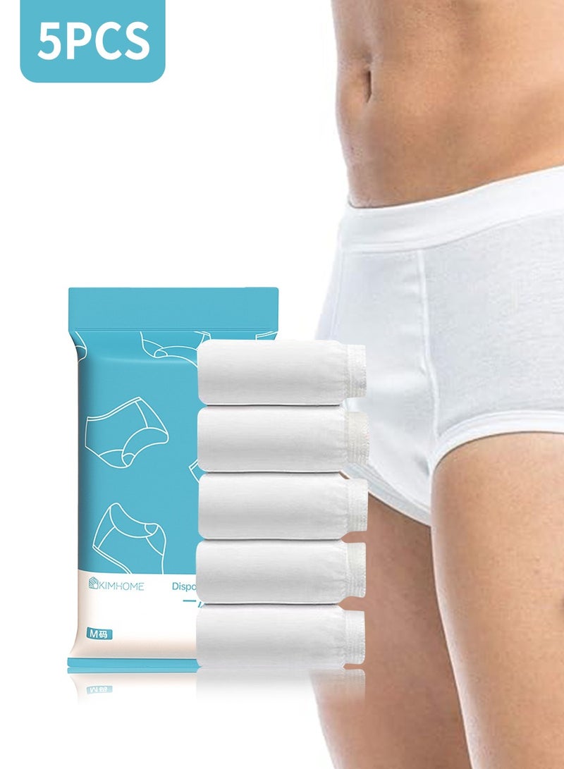 5PCS Mens Cotton Disposable Underwear Panties Portable Briefs for Travel Fitness Hotel Spa Hospital Stays, White - Image 1
