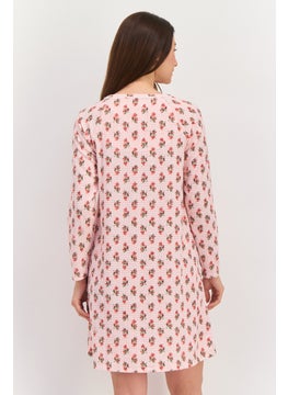 Carole Hochman Women Printed long Sleeves Short Pajama Dress, Pink Combo  - Image 2
