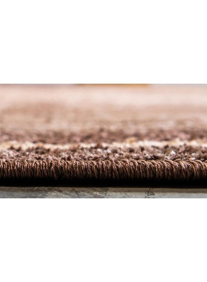 Unique Loom Autumn Collection Modern Contemporary Casual Abstract Area Rug Runner 2' 0 X 6' 0 Brown Beige Border - Image 4