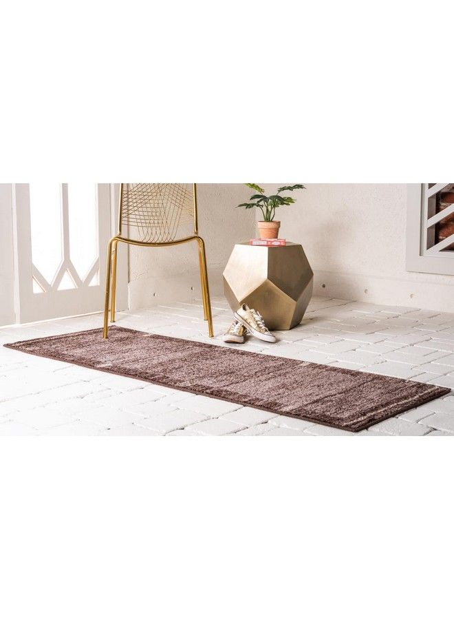 Unique Loom Autumn Collection Modern Contemporary Casual Abstract Area Rug Runner 2' 0 X 6' 0 Brown Beige Border - Image 3
