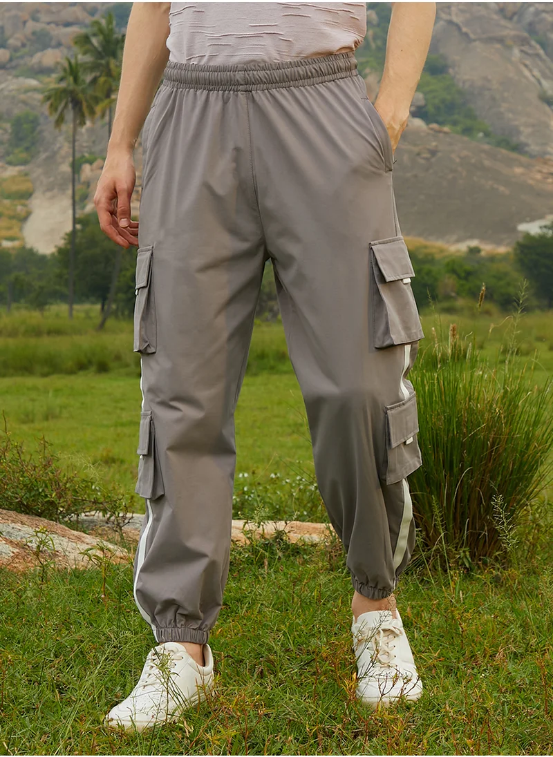 Campus Sutra Men's Coin Grey Cuffed Utility Pants