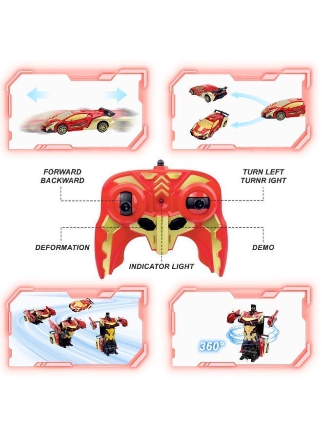 RAKAY Iron Man Remote Control Car Toy for Boys, 2.4Ghz RC Transform Robot, 1:18 Scale One-Button Deformation 360°Rotation Car with Underbody Lights, Gifts for Boys Age 3 4 5 6 7 8 9 10 11 12 - Image 5
