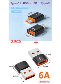 2-Pack USB Adapter Set – Type-C 3.1 to USB 3.1 + USB to Type-C – 6A Fast Charging