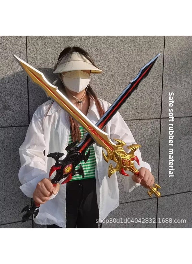 Generic - Dou Luo Mainland Surrounding Tang Three Shura Magic Sword Seven Kill Sword Sword Children's Toy Unopened Blade Safety Soft Rubber Material-Color:Poseidon Trident (100cm) - Image 1