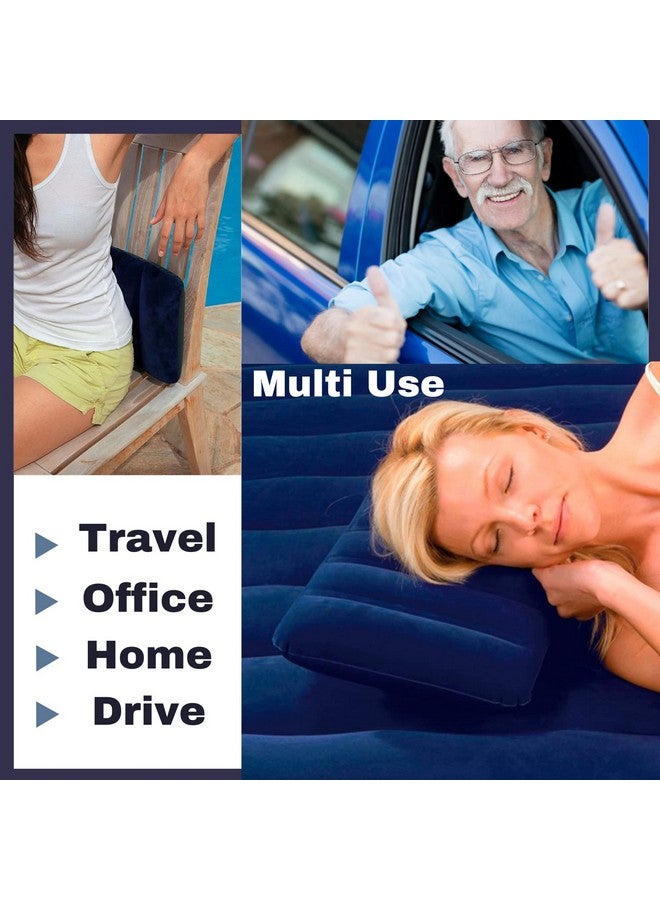 GUJISH Air Inflatable Travelling Pillow for Neck & Back Support | Lightweight, Portable, Washable, Suitable to All | Best for Home, Office, Airplane, Cars and Camping | Navy Blue - 1 Qty - Image 4