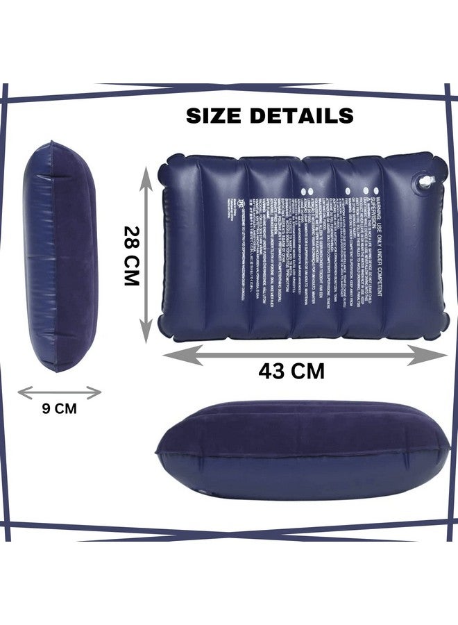 GUJISH Air Inflatable Travelling Pillow for Neck & Back Support | Lightweight, Portable, Washable, Suitable to All | Best for Home, Office, Airplane, Cars and Camping | Navy Blue - 1 Qty - Image 2