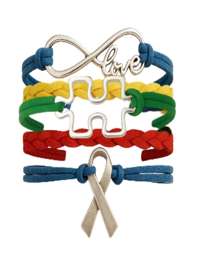 إنفينيتي كوليكشن سوار مجموعة إنفينيتي للتوعية بالتوحد، مجوهرات للتوعية بالتوحد، سوار على شكل قطعة أحجية - Image 1