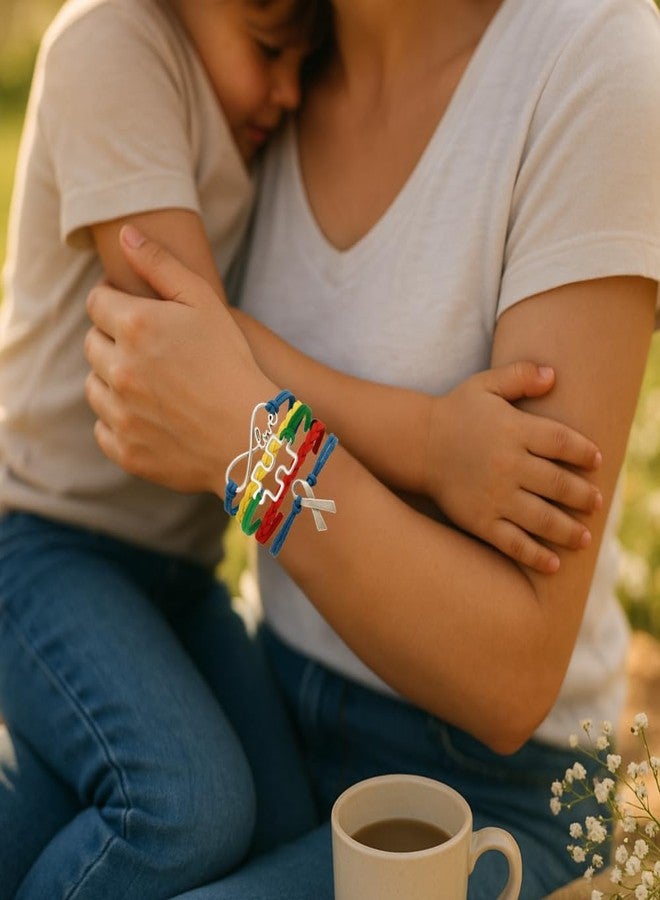 إنفينيتي كوليكشن سوار مجموعة إنفينيتي للتوعية بالتوحد، مجوهرات للتوعية بالتوحد، سوار على شكل قطعة أحجية - Image 3