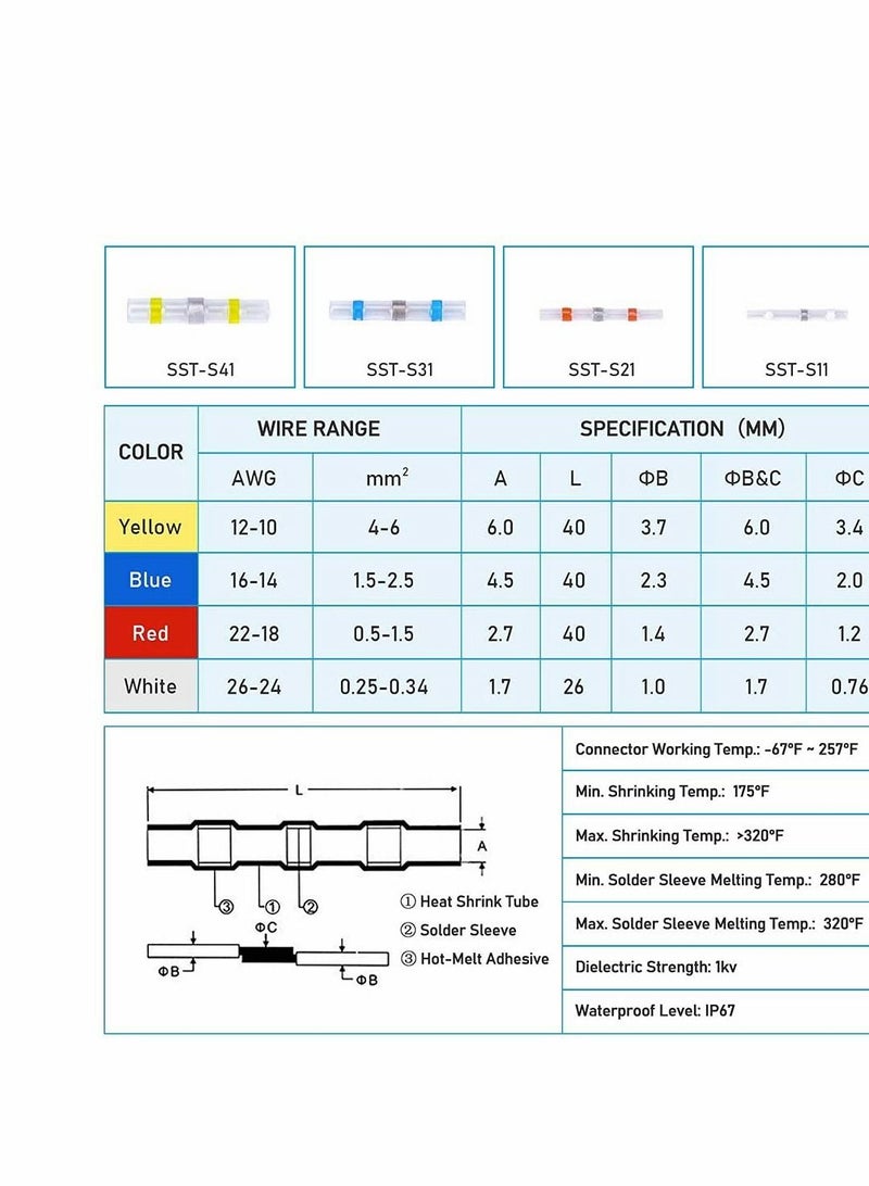 Y&D 150 Pcs Solder Seal Wire Connectors, Waterproof And Insulated Electrical Terminals - Image 5