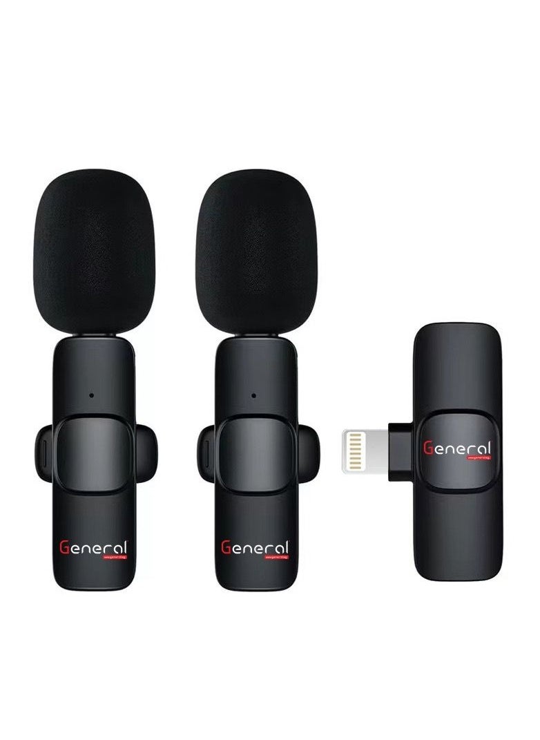 General - General K10 K2 Lavalier Microphone, Wireless Mini Microphone for iOS, Microphone Plug & Play for Live Streaming - Image 1