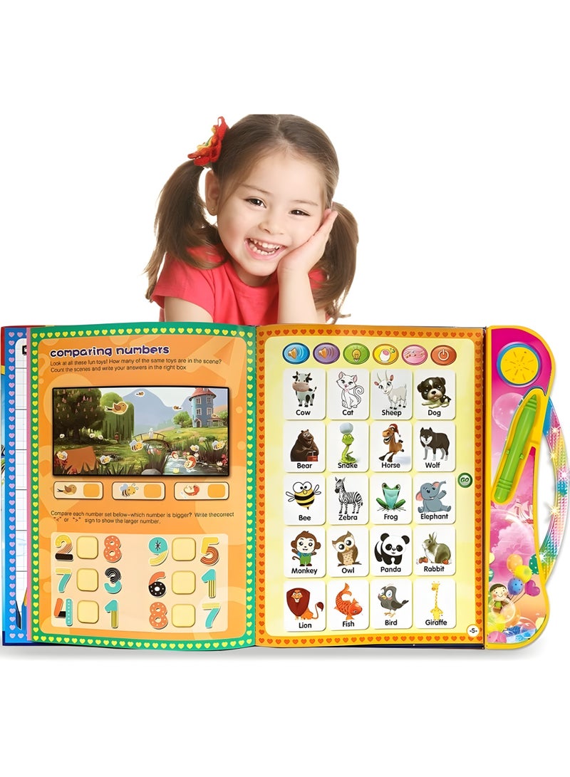 كتاب صوتي تفاعلي للأطفال من أوربان تريندو، يحتوي على أكثر من 200 محتوى تعليمي، بما في ذلك الحروف الأبجدية، والعد، وأجزاء الجسم، والعائلة، والتهجئة، والفواكه، والرسم، والمزيد | ألعاب تعليمية للأطفال الصغار من سن 3 سنوات فما فوق، كتب تعليمية للأطفال +3 (وردي) - Image 2