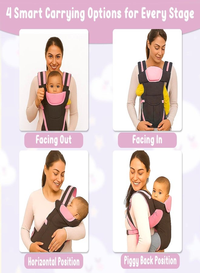 GLUN® Infant& Child Holder Carrier Kangaroo Bag, Pack of 1 Pink Colour, Baby Carrier Bag, Ergonomic & Soft Lightweight with Storage Pockets, Comfortable Baby Backpack for Newborn & Toddlers - Image 3