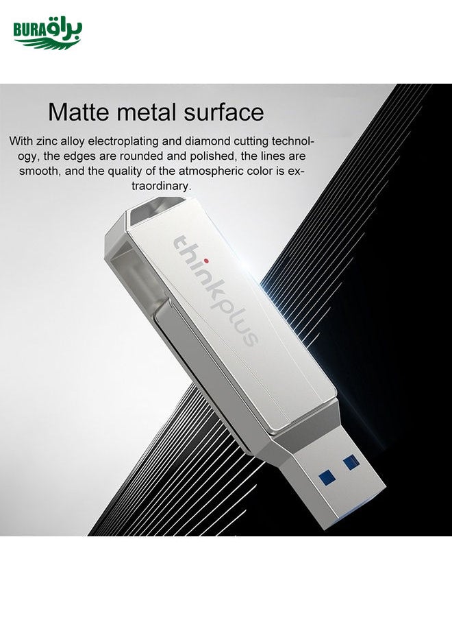 BURAQ - Lenovo Thinkplus MU252 USB 3.1 + USB-C / Type-C Flash Drive, Memory:128GB (Silver) - Image 1