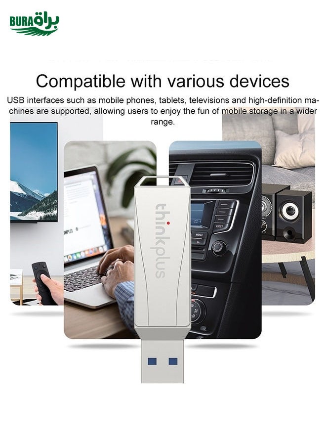 BURAQ - Lenovo Thinkplus MU252 USB 3.1 + USB-C / Type-C Flash Drive, Memory:128GB (Silver) - Image 1