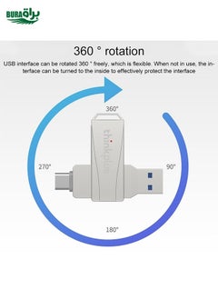 BURAQ Lenovo Thinkplus MU252 USB 3.1 + USB-C / Type-C Flash Drive, Memory:128GB (Silver)  - Image 4