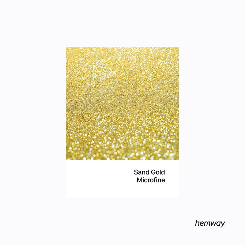 هيمواي حبيبات معدنية لامعة من Hemway Automotive، نوع MICROFINE، بحجم 1/256" (0.004")، سمك 0.1 مم، وزن 100 ميكرون، للاستخدام مع أنواع الطلاء بالرش للسيارات والدراجات والمركبات التجارية والشاحنات (بلون ذهبي رملي). - Image 2