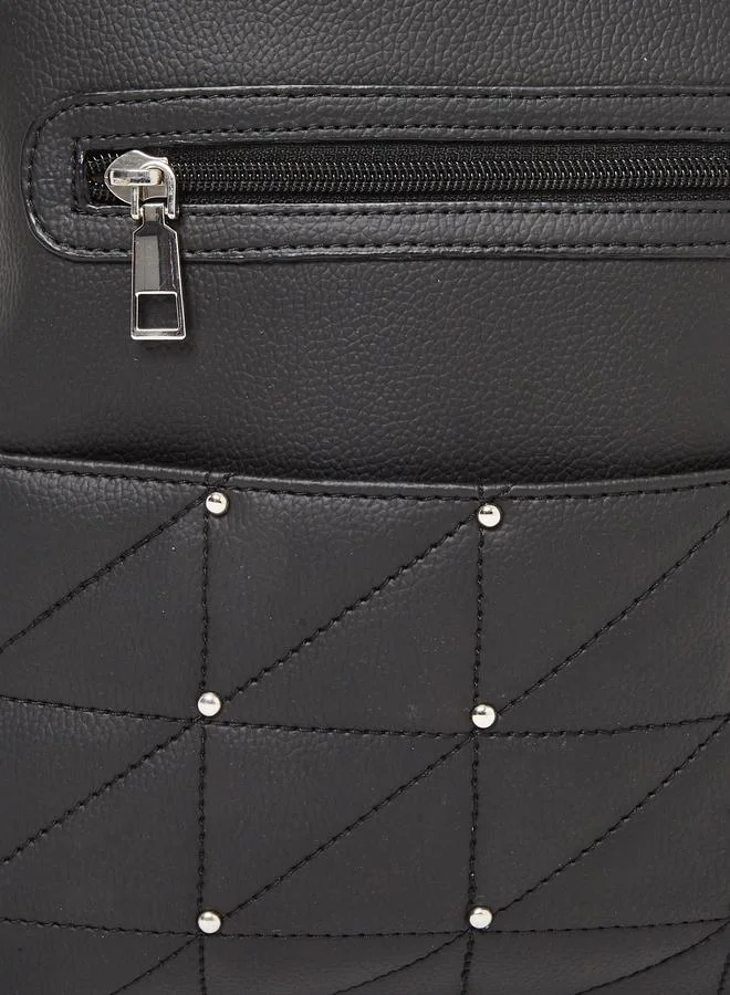 Styli  Black Quilted Studded Backpack for Women | Best Price UAE