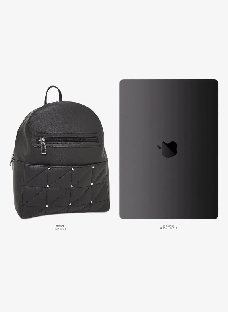 Styli  Black Quilted Studded Backpack for Women | Best Price UAE