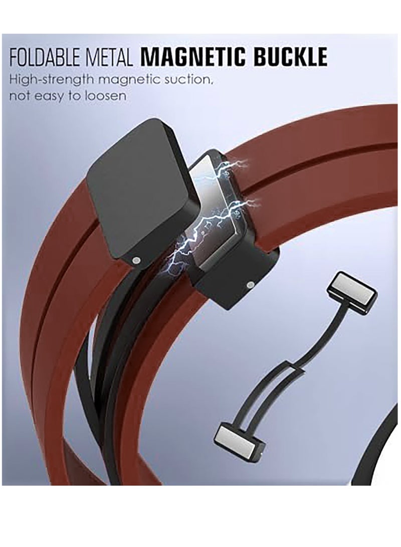 سوار مغناطيسي لساعة سامسونج جالاكسي 6 الكلاسيكية 47 ملم 43 ملم/5 برو 45 ملم/ساعة 7 FE 6 5 4 44 ملم 40 ملم/4 كلاسيكي 46 ملم 42 ملم، حزام سيليكون لساعة سامسونج 5 برو 45 ملم، بدون فجوة أحمر نبيذي - Image 2