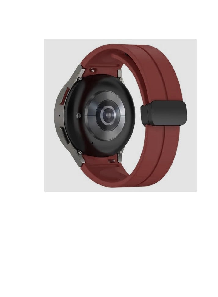 سوار مغناطيسي لساعة سامسونج جالاكسي 6 الكلاسيكية 47 ملم 43 ملم/5 برو 45 ملم/ساعة 7 FE 6 5 4 44 ملم 40 ملم/4 كلاسيكي 46 ملم 42 ملم، حزام سيليكون لساعة سامسونج 5 برو 45 ملم، بدون فجوة أحمر نبيذي - Image 4