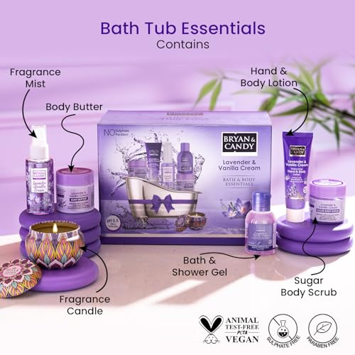 BRYAN  CANDY Bryan & Candy Lavender Bath Tub Kit Collection Gift For Women, Complete Home Spa Experience|Ph5.5 Skin Friendly | Vegan - Image 3