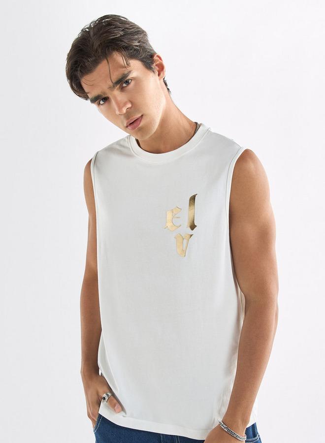Splash FAV Dragon Print Sleeveless T-shirt with Crew Neck - Image 3