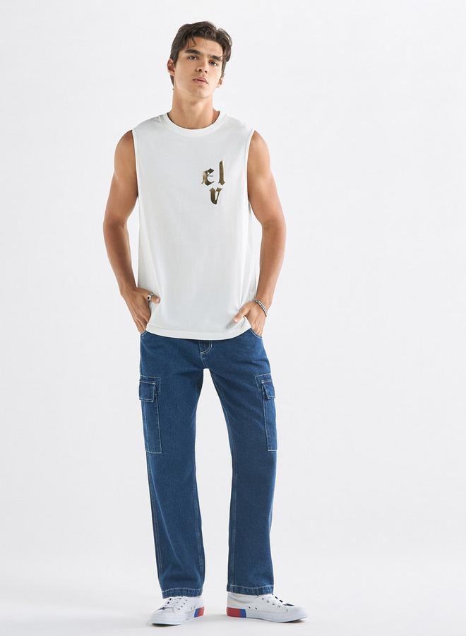 Splash FAV Dragon Print Sleeveless T-shirt with Crew Neck - Image 2