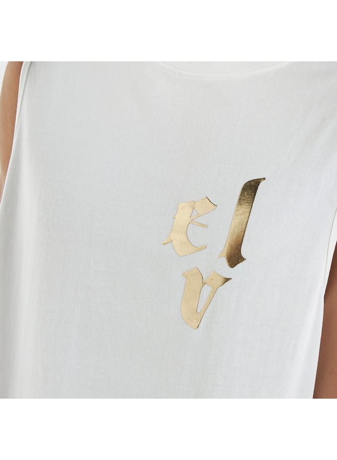 Splash FAV Dragon Print Sleeveless T-shirt with Crew Neck - Image 4