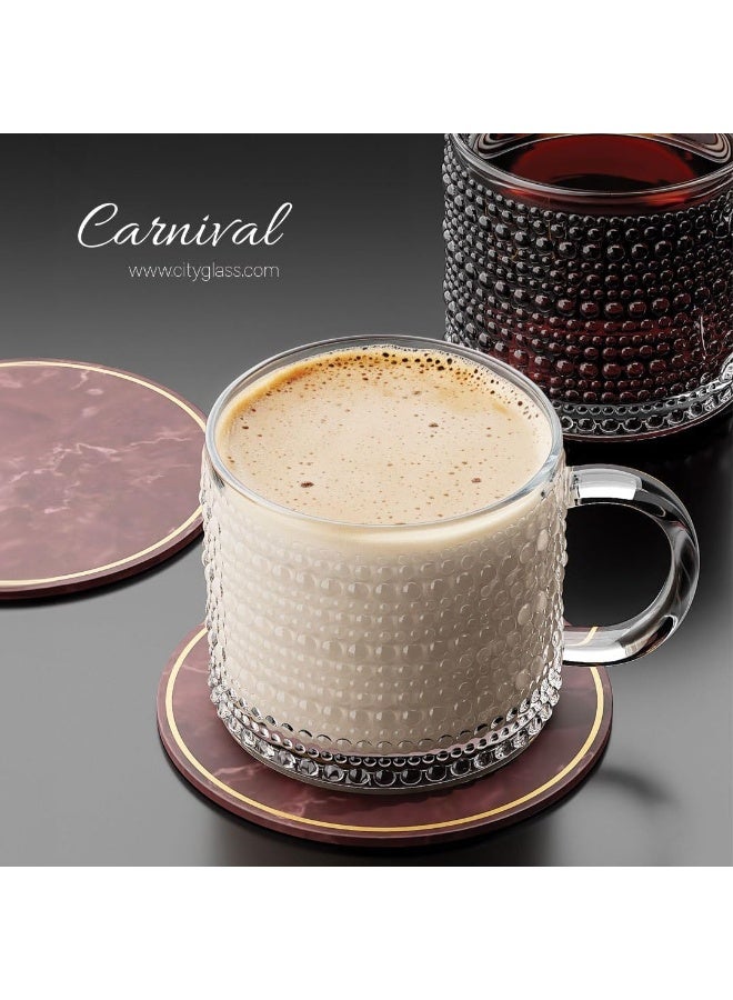 كرنفال طقم أكواب شاي سيتي جلاس كارنيفال | قطعتان من أكواب الشاي الكبيرة ذات الجدران المنقطة للشاي أو الكابتشينو أو النسكافيه | شفاف وأنيق 300 مل - Image 5