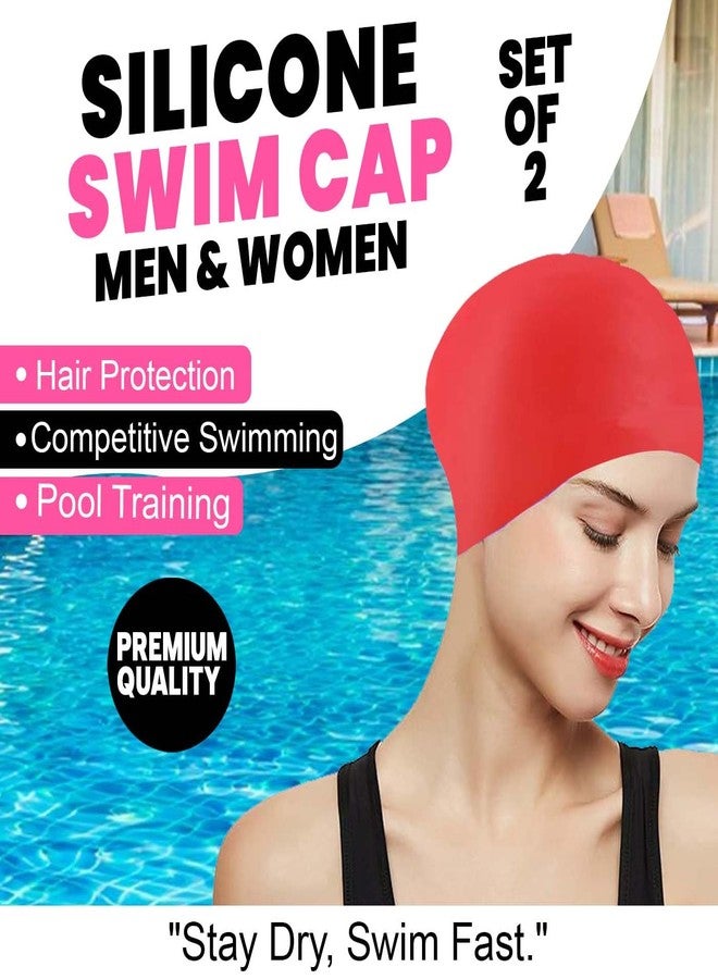KYNA Set of 2 Pcs Silicone Waterproof Swimming Cap for Men and Women| Ideal for Children and Adult Multicolor Pack of 1 (M2) - Image 4