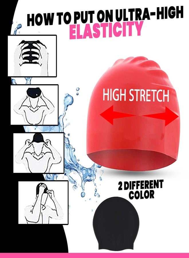 KYNA Set of 2 Pcs Silicone Waterproof Swimming Cap for Men and Women| Ideal for Children and Adult Multicolor Pack of 1 (M2) - Image 5