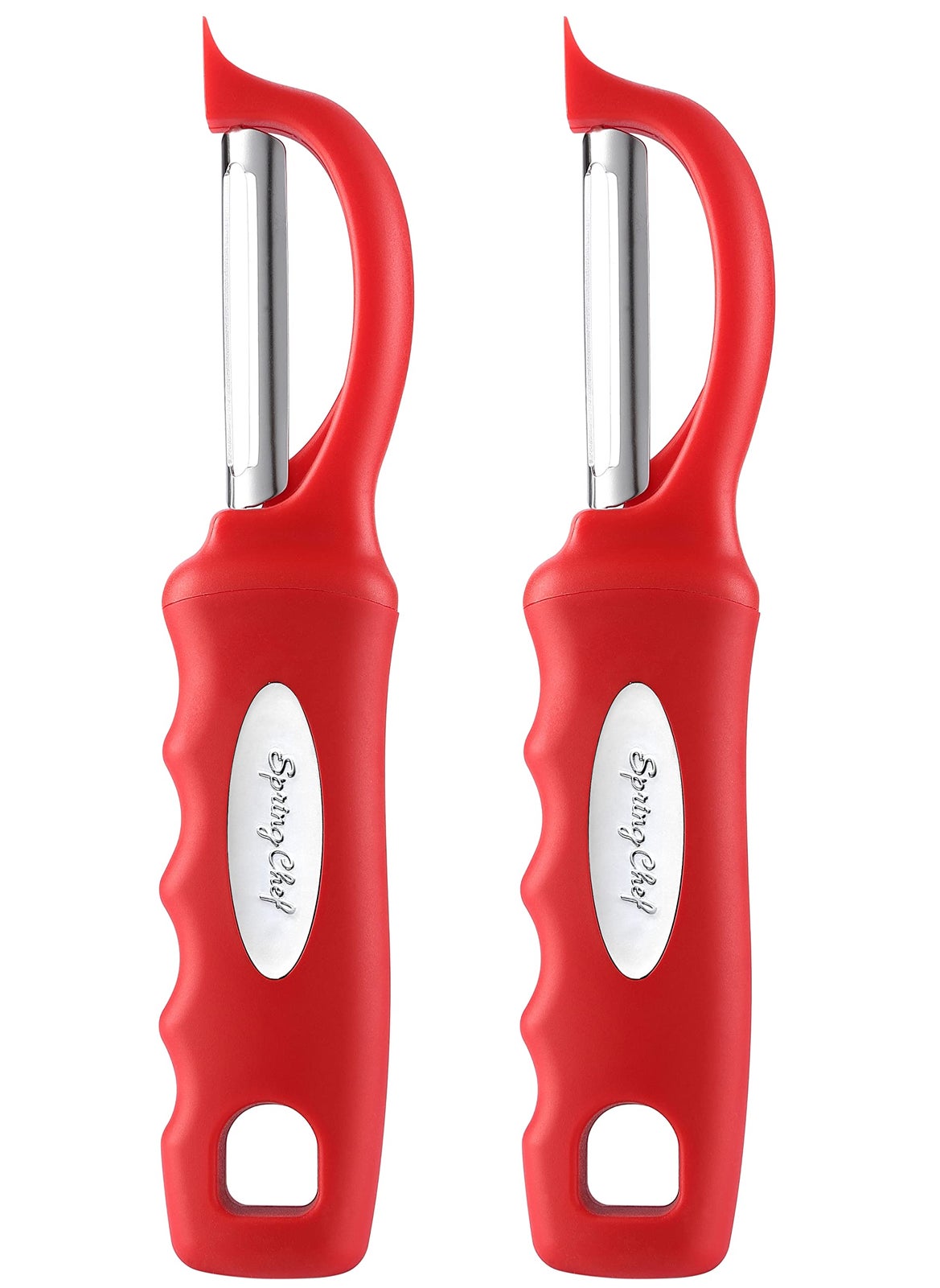 Spring Chef Spring Chef Professional Red Swivel Vegetable Peeler for Kitchen Stainless Steel Potato Peelers with Soft Grip Handle Perfect for Peeling Apple Veggie Fruit Carrot Dishwasher Safe  Set of 2 