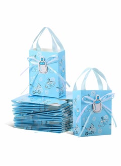 Excefore Party Gift Bags, 24 Pcs Baby Shower Party Decoration Goodie Bags Birthday Party Treat Bags Blue Candy Bags With Handles for Boys Kids Birthday Baby Shower Party Favors Supplies Return Gifts  - Image 1