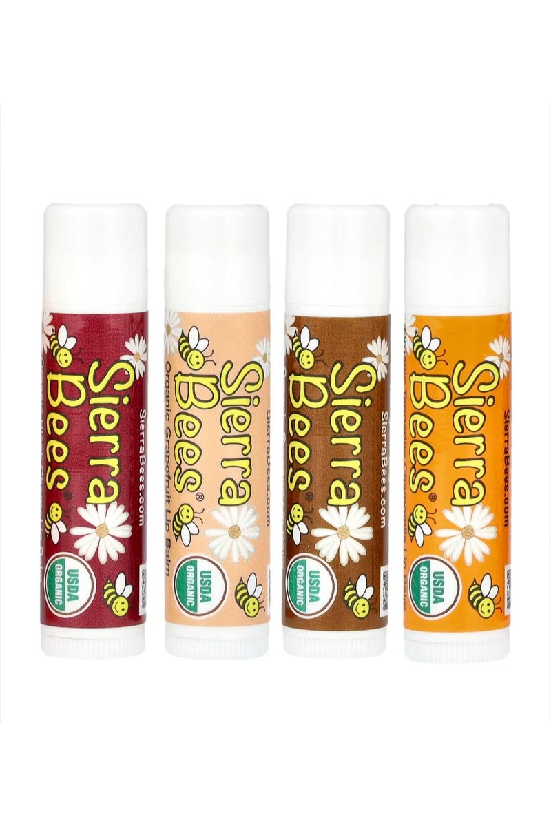 Sierra Bees Organic Lip Balm Variety Pack 4 Pack 0.15 oz (4.25 g) Each - Image 1