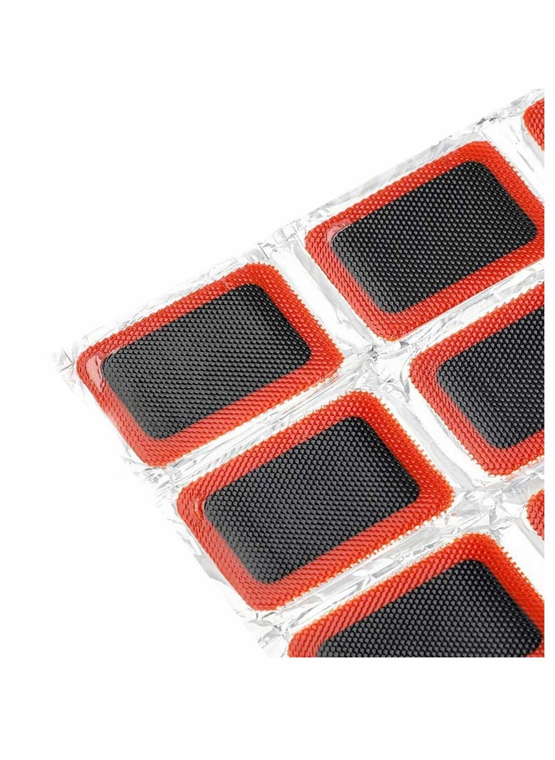 KASTWAVE - 48Pcs Square Patch + 48pcs Round Patch Bike Tyre Repair Kits Inner Tube Puncture Repair Kit Tyre Rubber Glue Repair Tool Rubber Patches Round Rubber Patches for Bike Tyre Puncture Repairing - Image 1