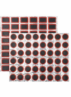 48Pcs Square Patch + 48pcs Round Patch Bike Tyre Repair Kits Inner Tube Puncture Repair Kit Tyre Rubber Glue Repair Tool Rubber Patches Round Rubber Patches for Bike Tyre Puncture Repairing