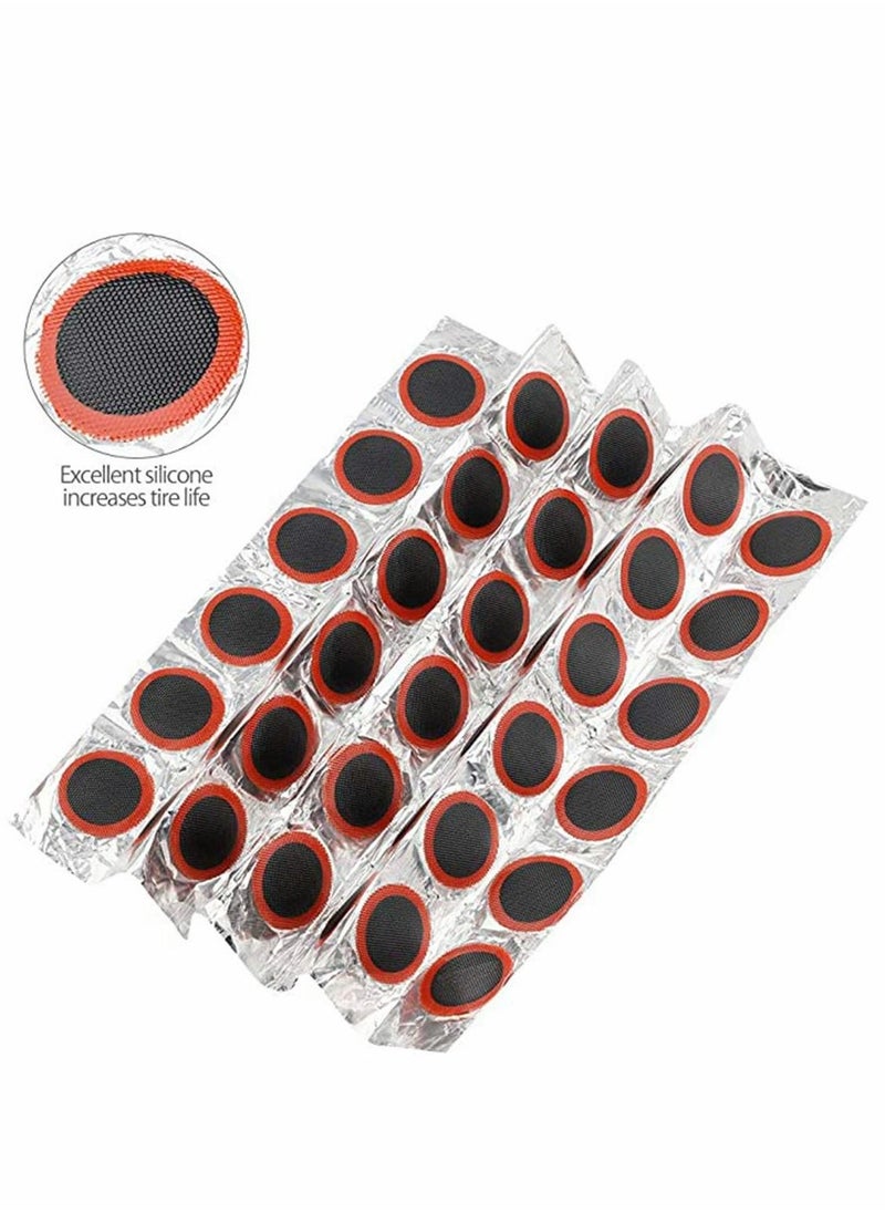KASTWAVE - 48Pcs Square Patch + 48pcs Round Patch Bike Tyre Repair Kits Inner Tube Puncture Repair Kit Tyre Rubber Glue Repair Tool Rubber Patches Round Rubber Patches for Bike Tyre Puncture Repairing - Image 1