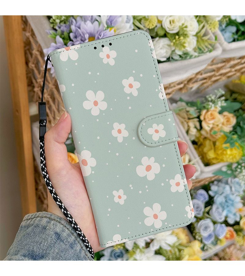 هاتف iPhone 13 Pro Max حافظة قلبية من الجلد الصناعي بألوان مختلطة 1 مع نقش زهري - Image 2